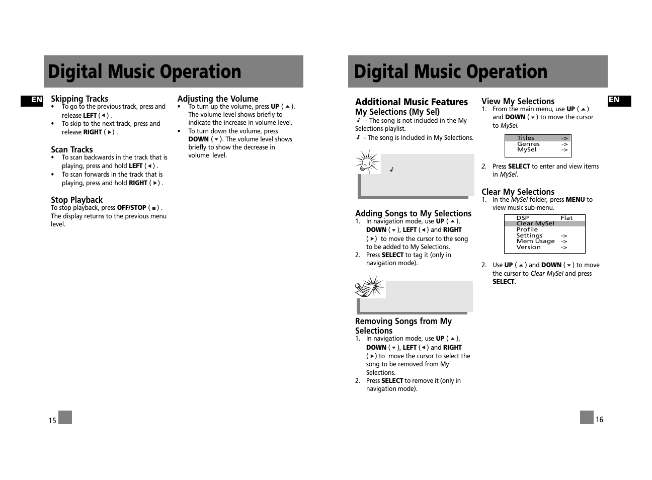 Digital music operation, Additional music features | RCA RD2312 User Manual | Page 13 / 33