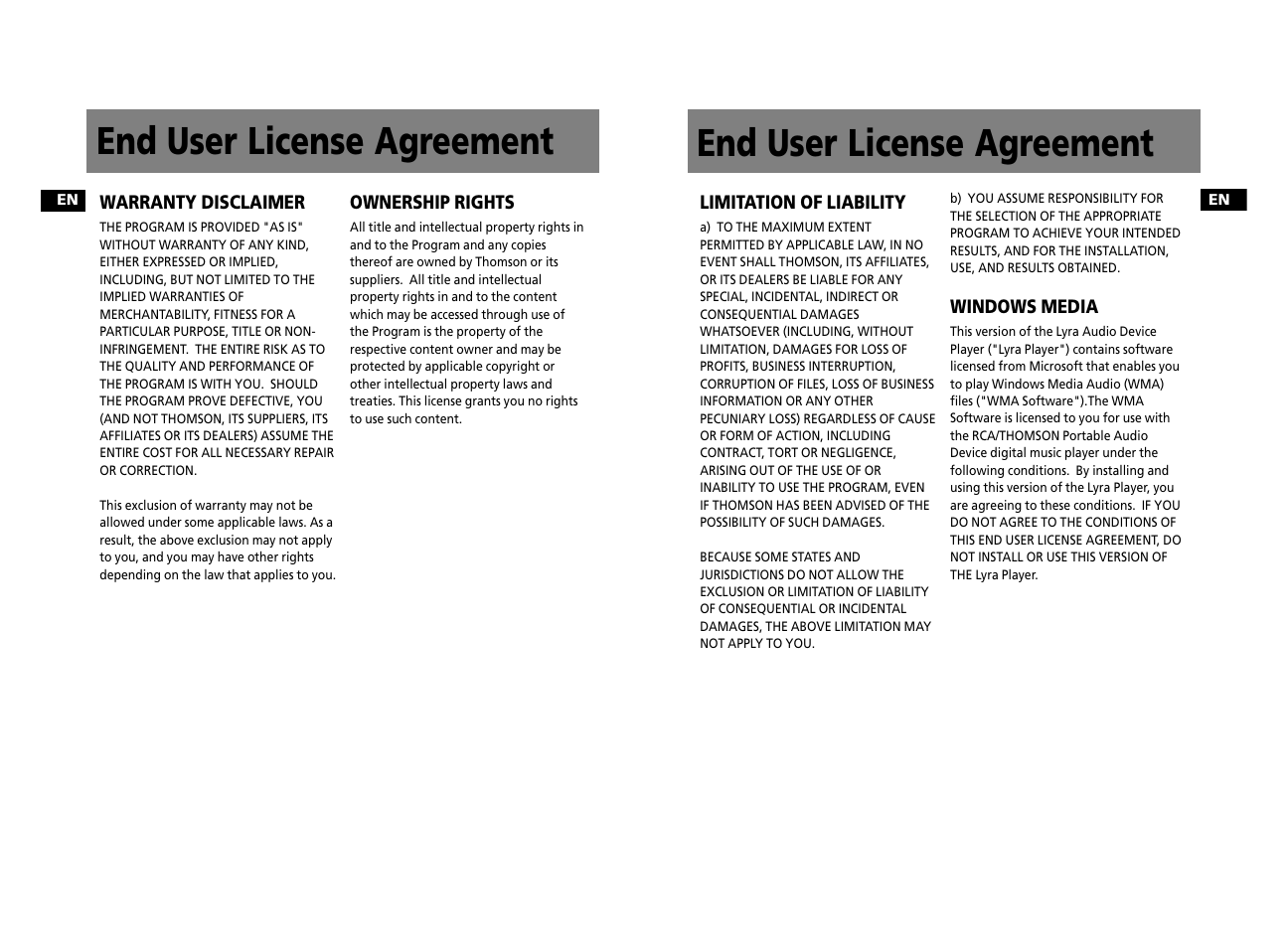 End user license agreement | RCA RD2312 User Manual | Page 25 / 33