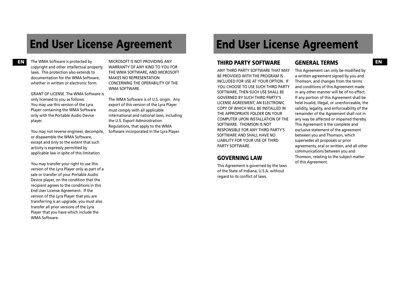 End user license agreement | RCA RD2312 User Manual | Page 26 / 33