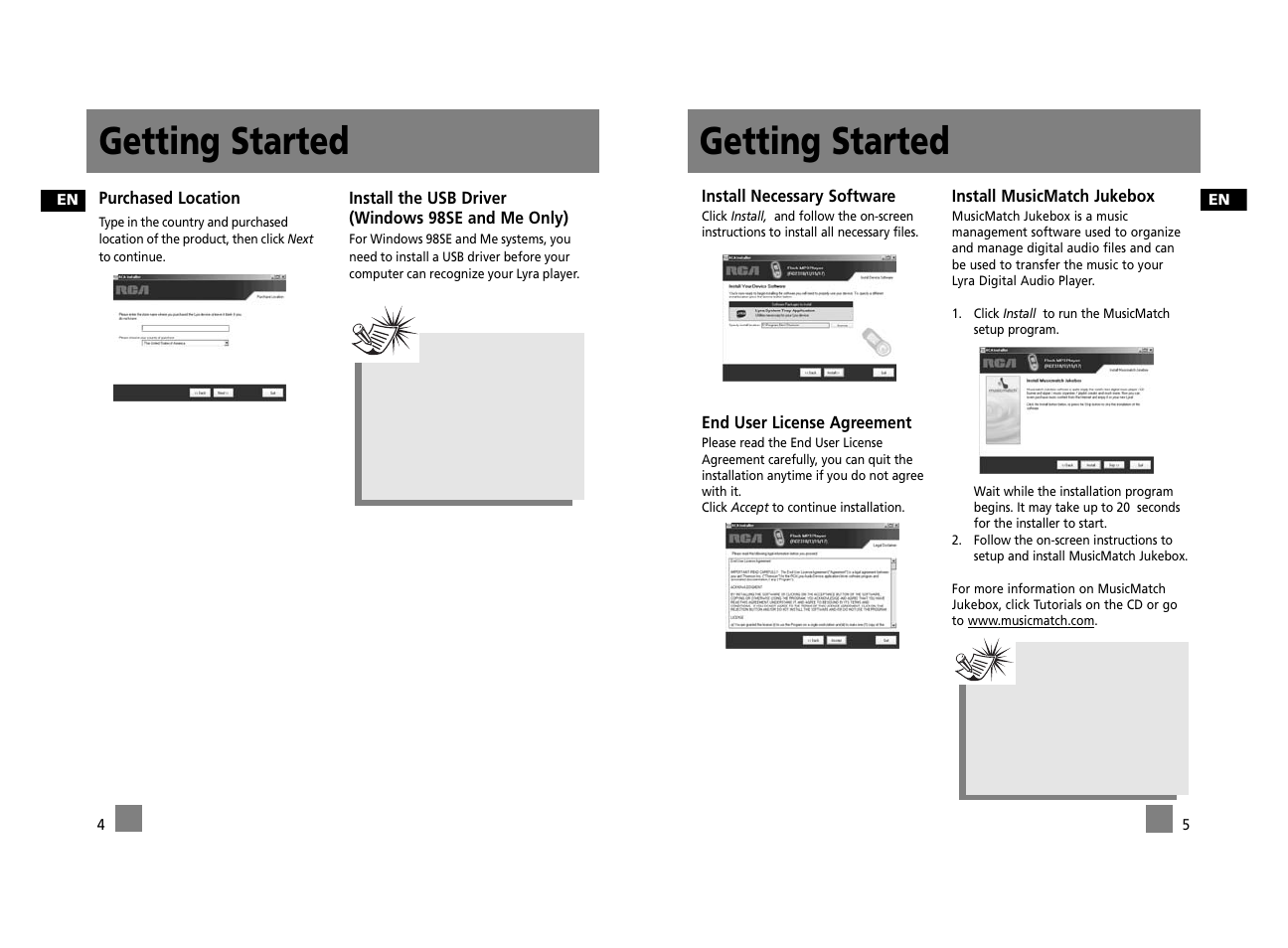 Getting started | RCA RD2312 User Manual | Page 29 / 33