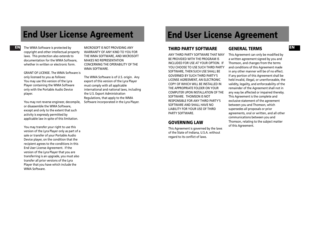 End user license agreement | RCA RD2312 User Manual | Page 5 / 33