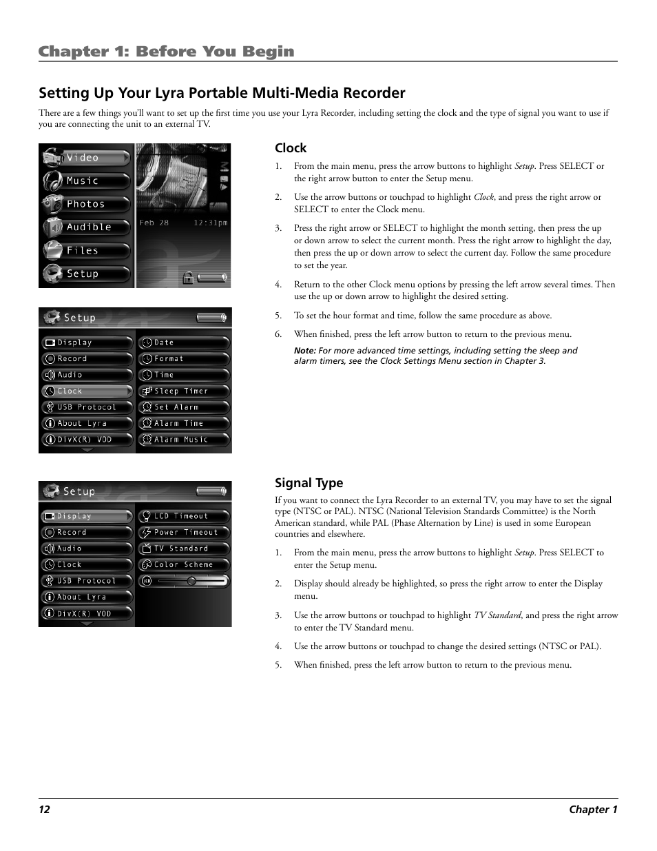 Chapter 1: before you begin, Setting up your lyra portable multi-media recorder | RCA Lyra X3030 User Manual | Page 18 / 68