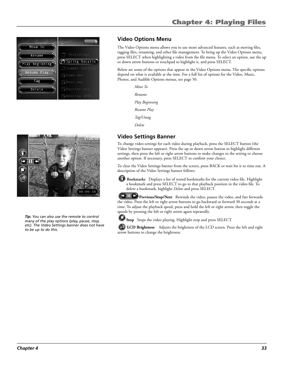 Chapter 4: playing files | RCA Lyra X3030 User Manual | Page 39 / 68