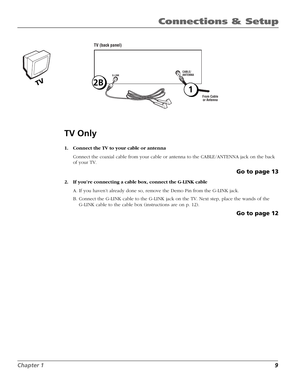 Connections & setup, 2b tv only | RCA F25423 User Manual | Page 11 / 64