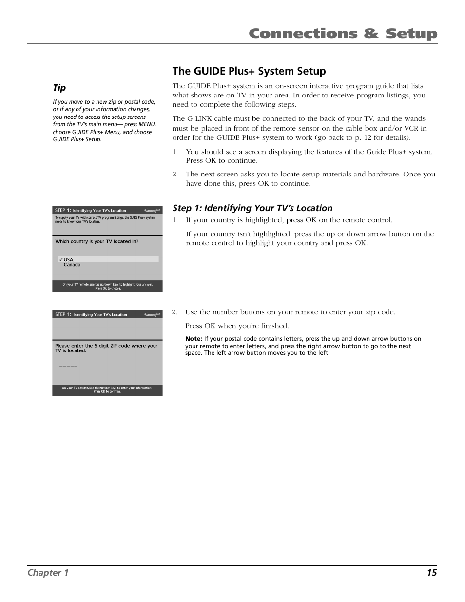 Connections & setup, The guide plus+ system setup | RCA F25423 User Manual | Page 17 / 64