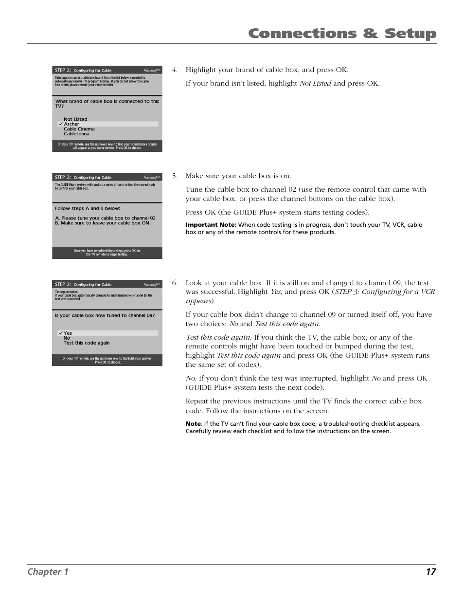 Connections & setup | RCA F25423 User Manual | Page 19 / 64