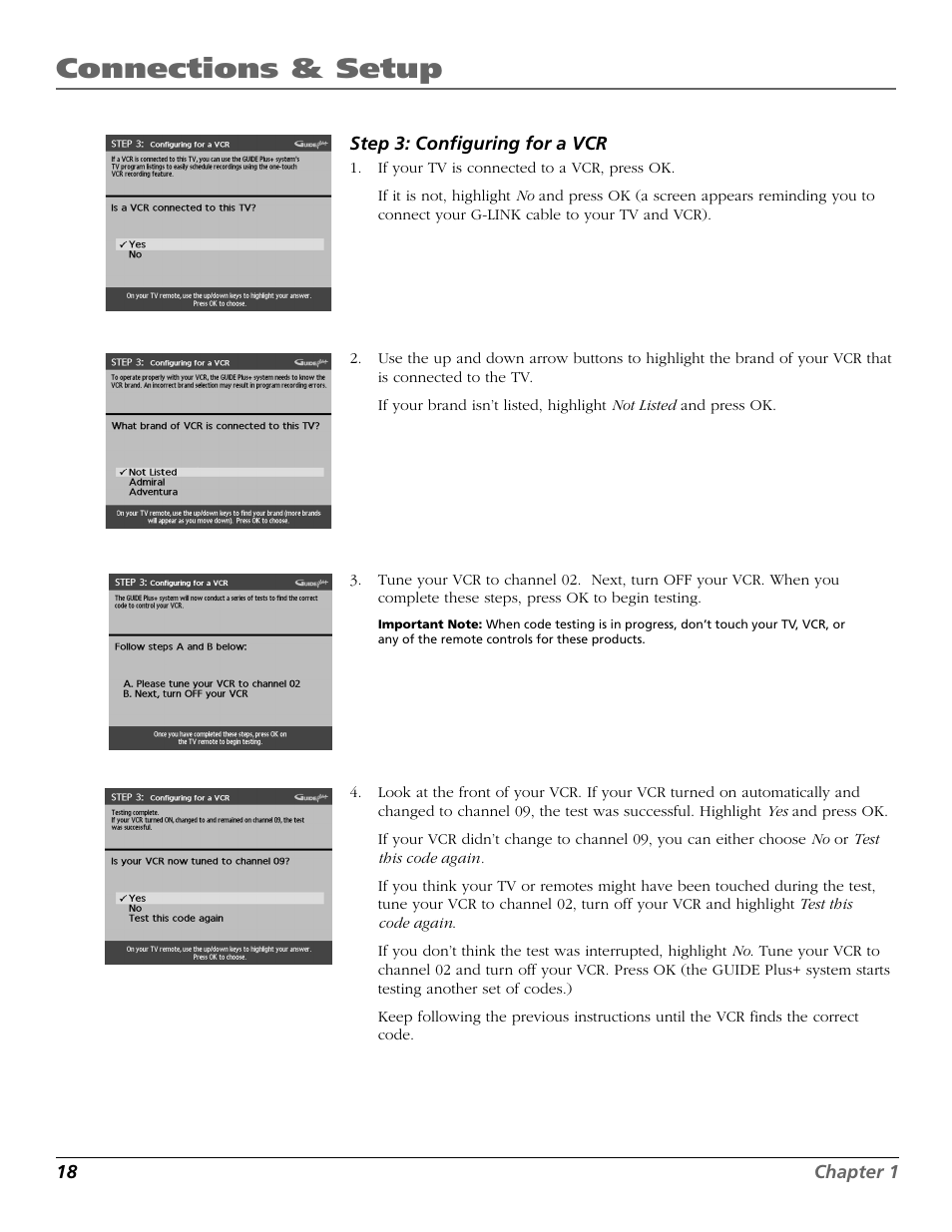 Connections & setup | RCA F25423 User Manual | Page 20 / 64