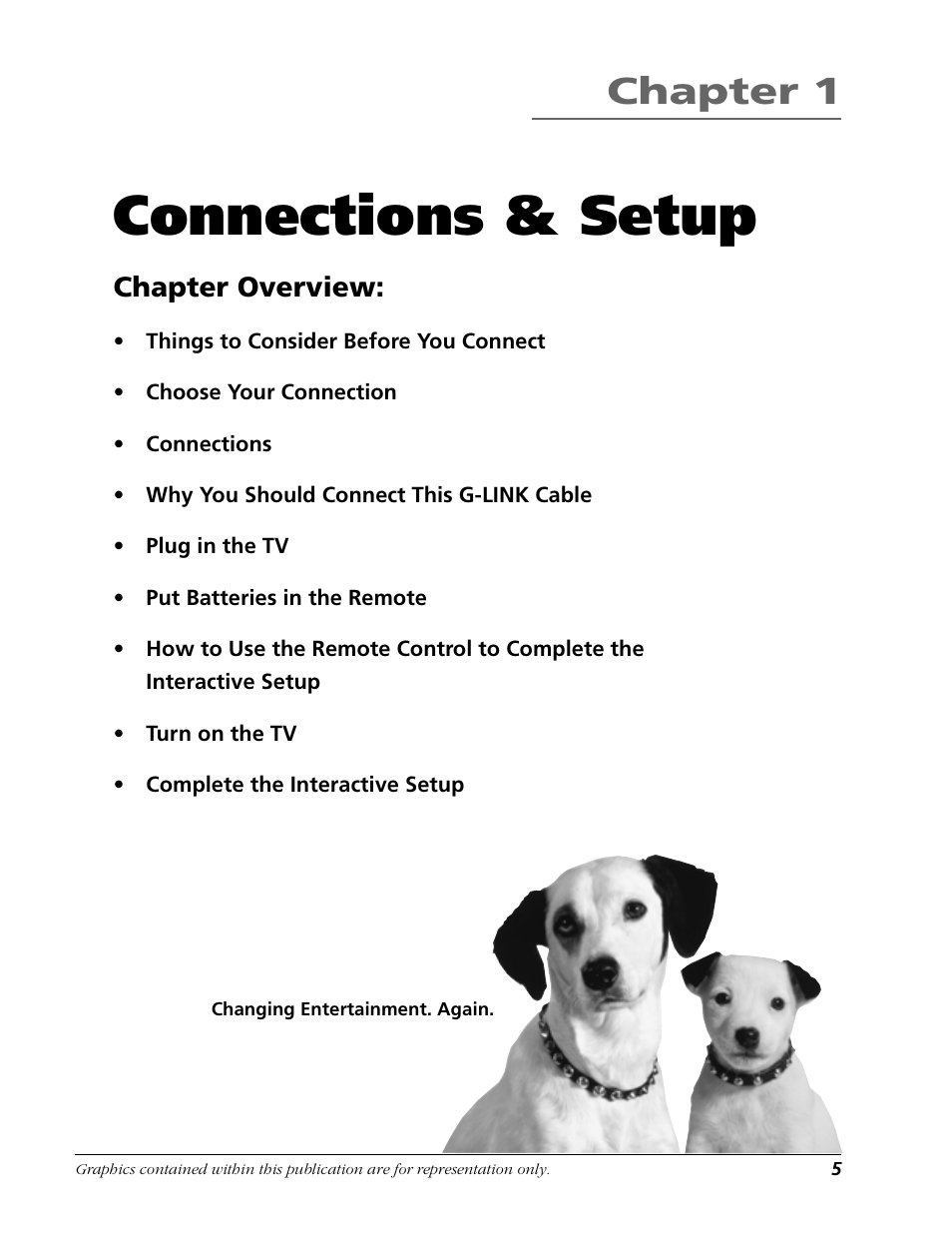 Connections & setup, Chapter 1, Chapter overview | RCA F25423 User Manual | Page 7 / 64