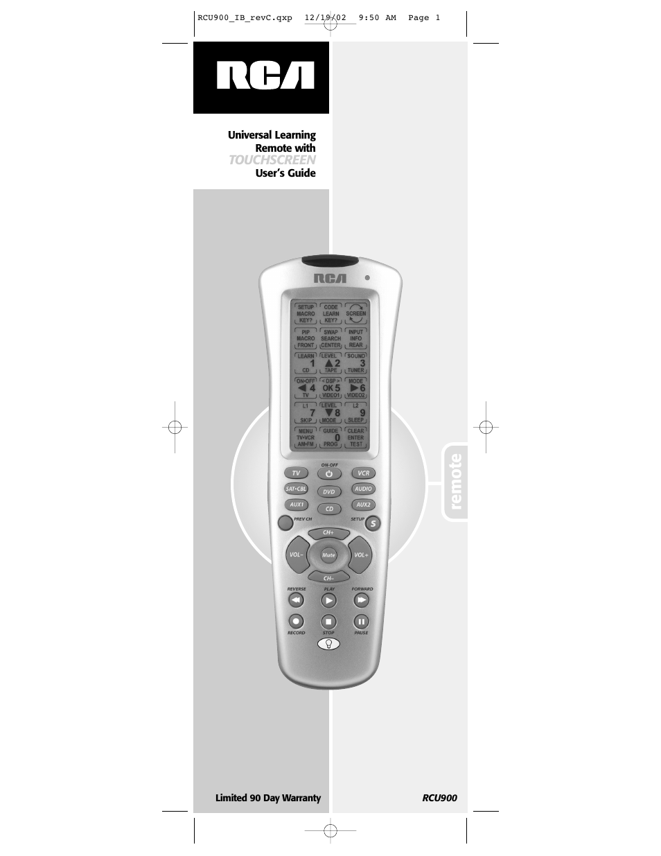 RCA RCU900 User Manual | 36 pages