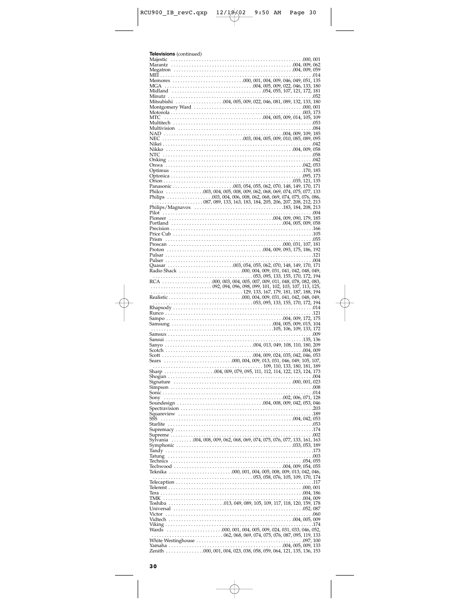RCA RCU900 User Manual | Page 30 / 36