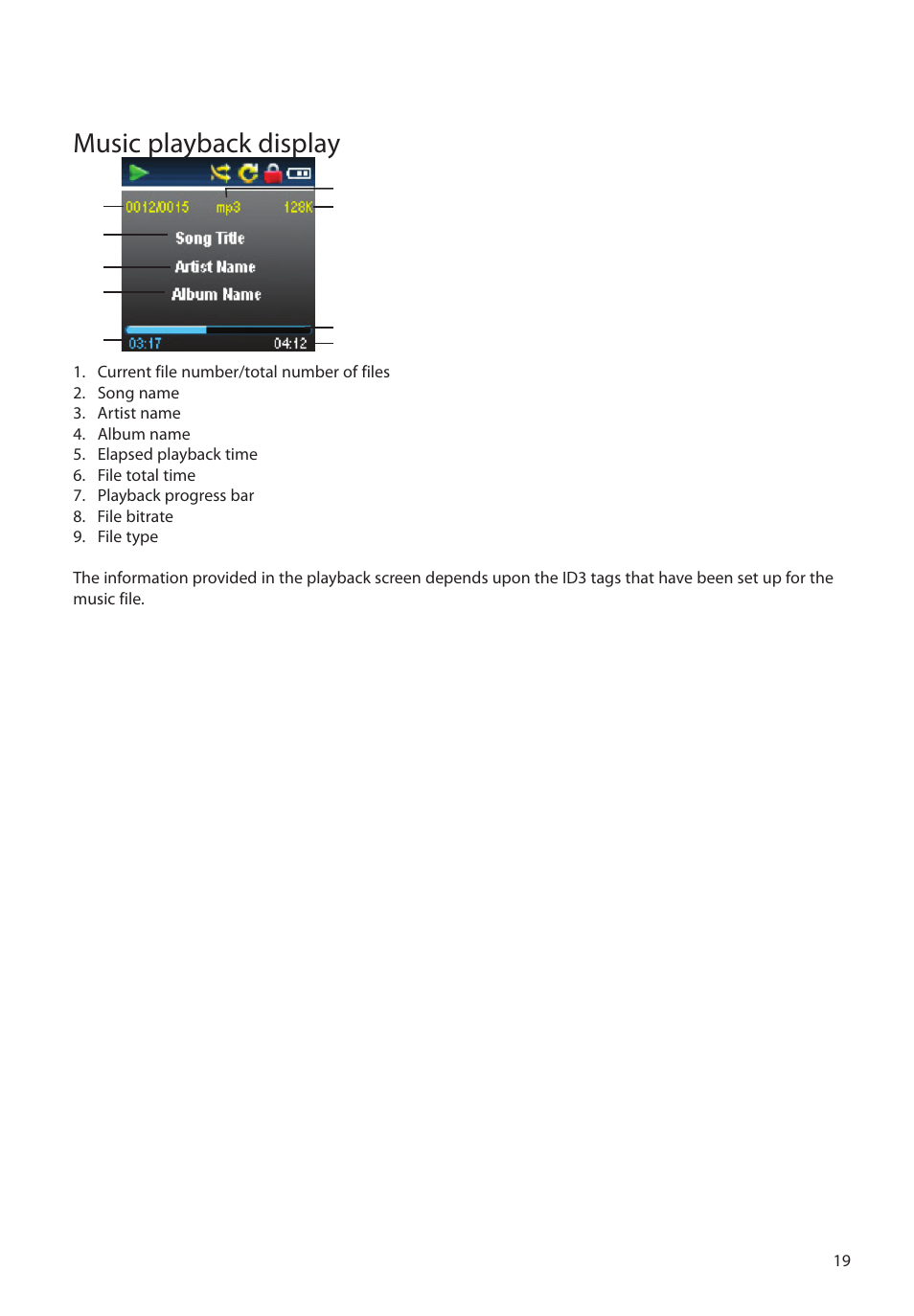 Music playback display | RCA M4604 User Manual | Page 20 / 36