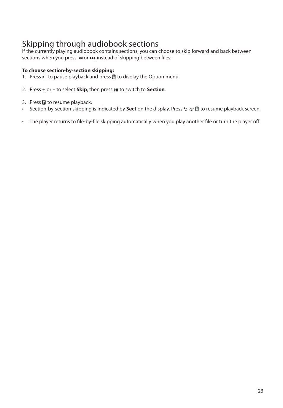 Skipping through audiobook sections | RCA M4604 User Manual | Page 24 / 36