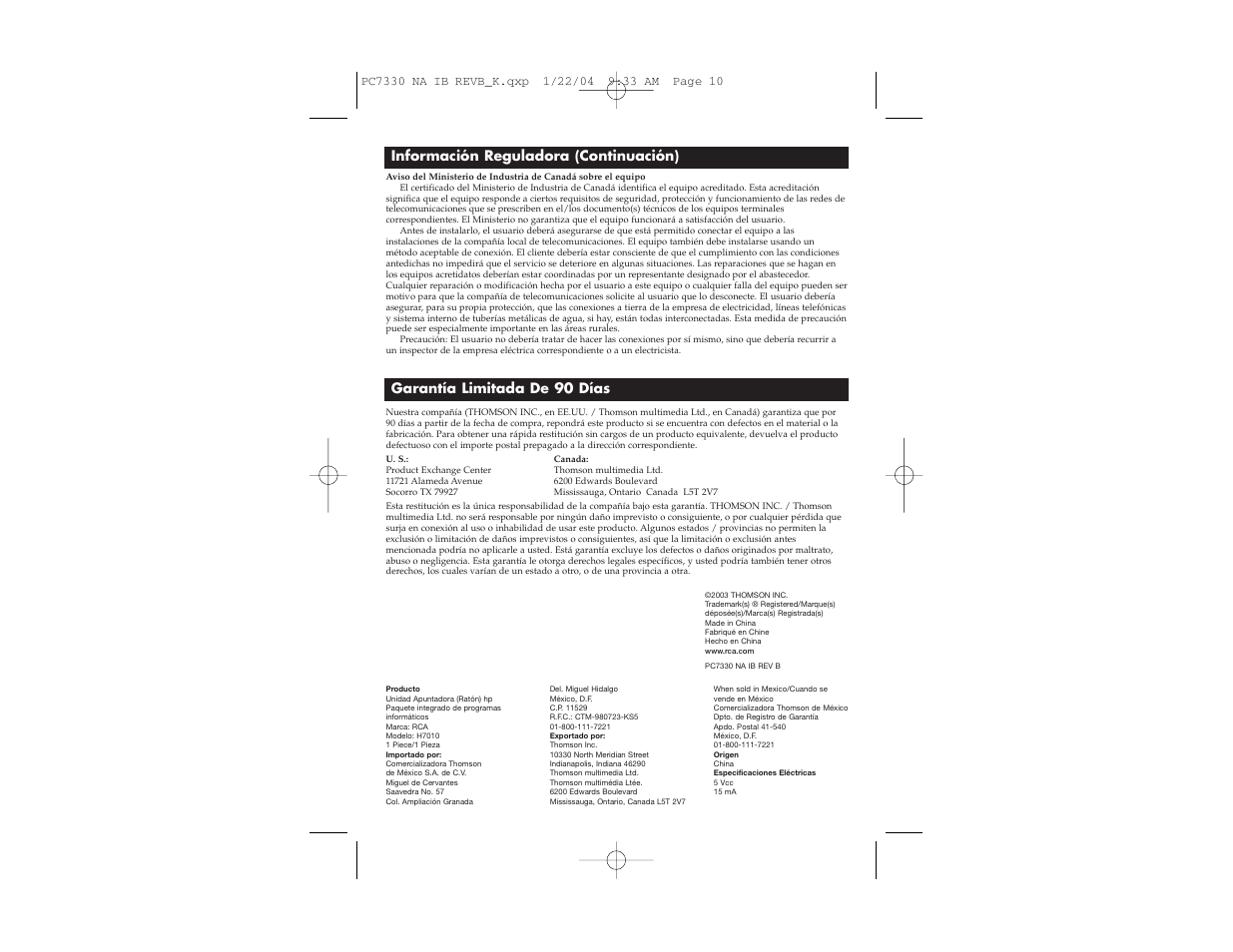 RCA PC7330 User Manual | Page 6 / 6