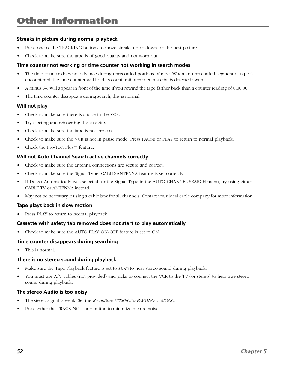 Other information | RCA VR708HF User Manual | Page 54 / 68