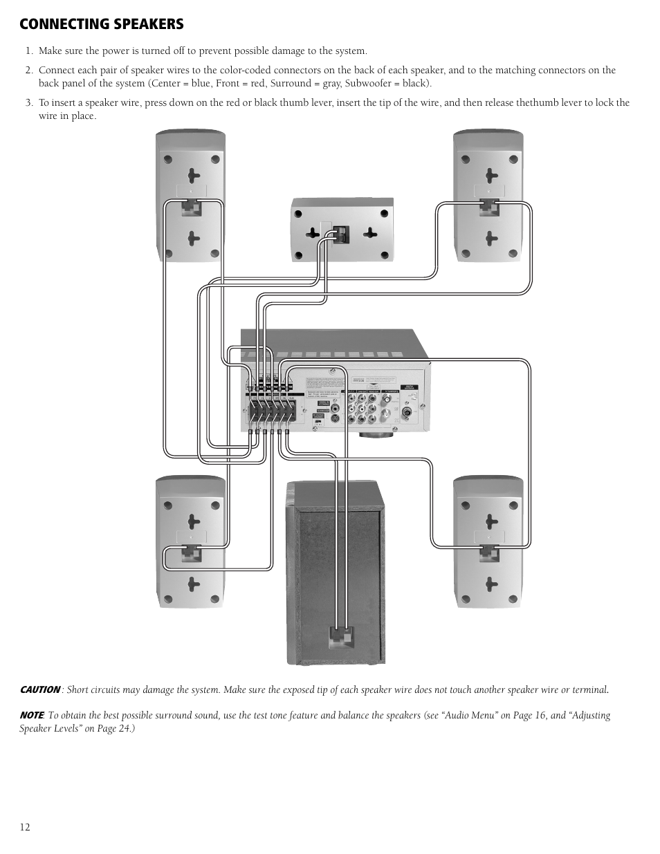 Connecting speakers | RCA 31-5030 User Manual | Page 12 / 28