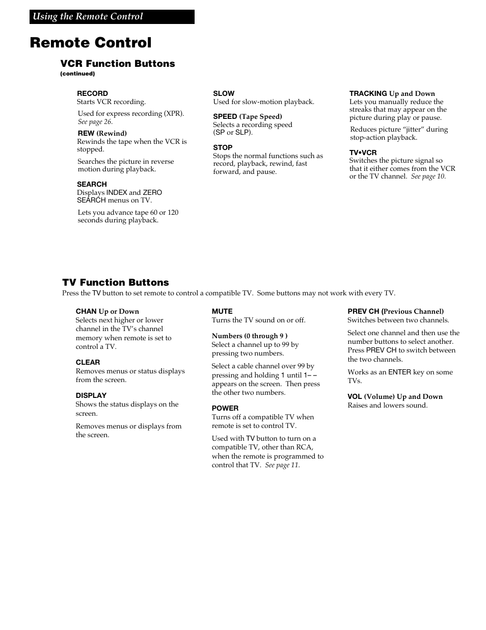Remote control | RCA VR609HF User Manual | Page 15 / 40