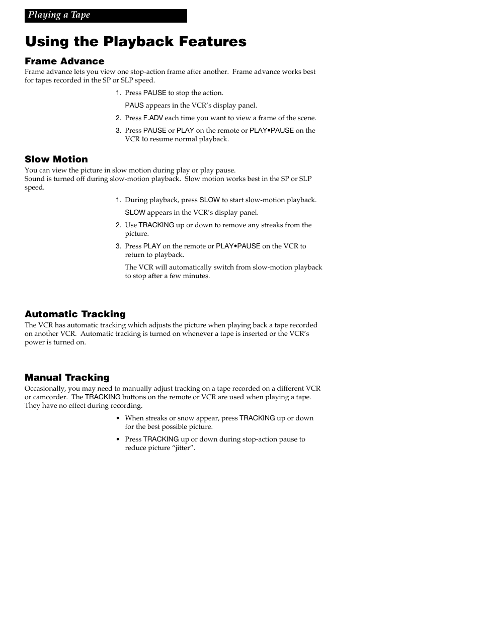 Using the playback features | RCA VR609HF User Manual | Page 18 / 40