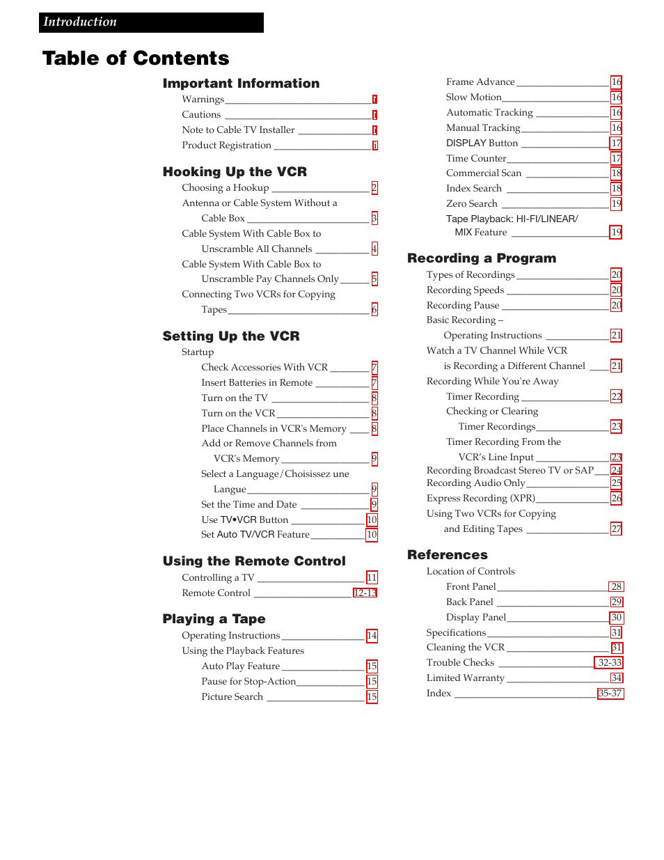 RCA VR609HF User Manual | Page 3 / 40