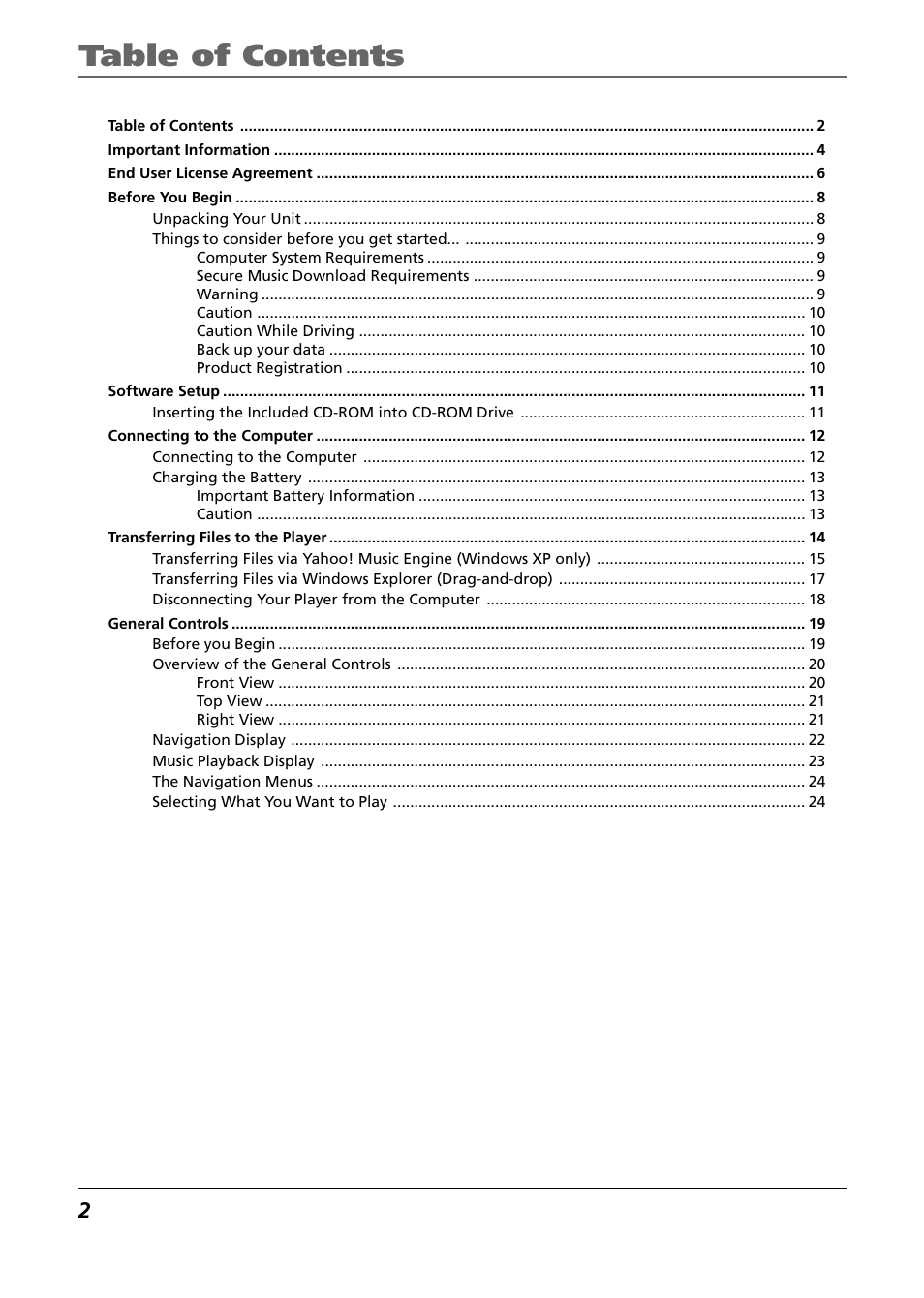 RCA H115/H125 User Manual | Page 2 / 38