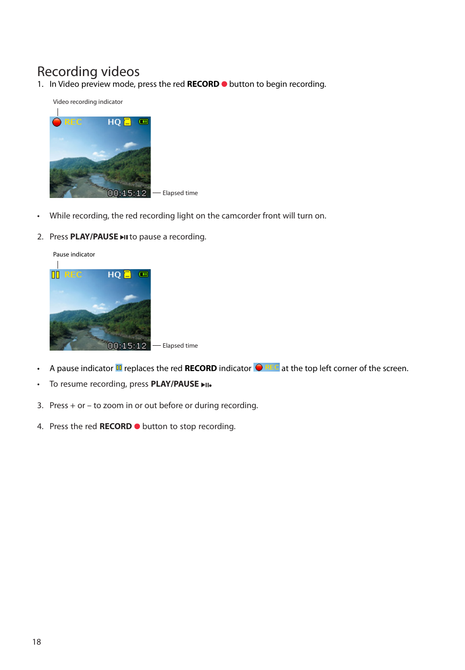 Recording videos | RCA EZ1100 User Manual | Page 19 / 33