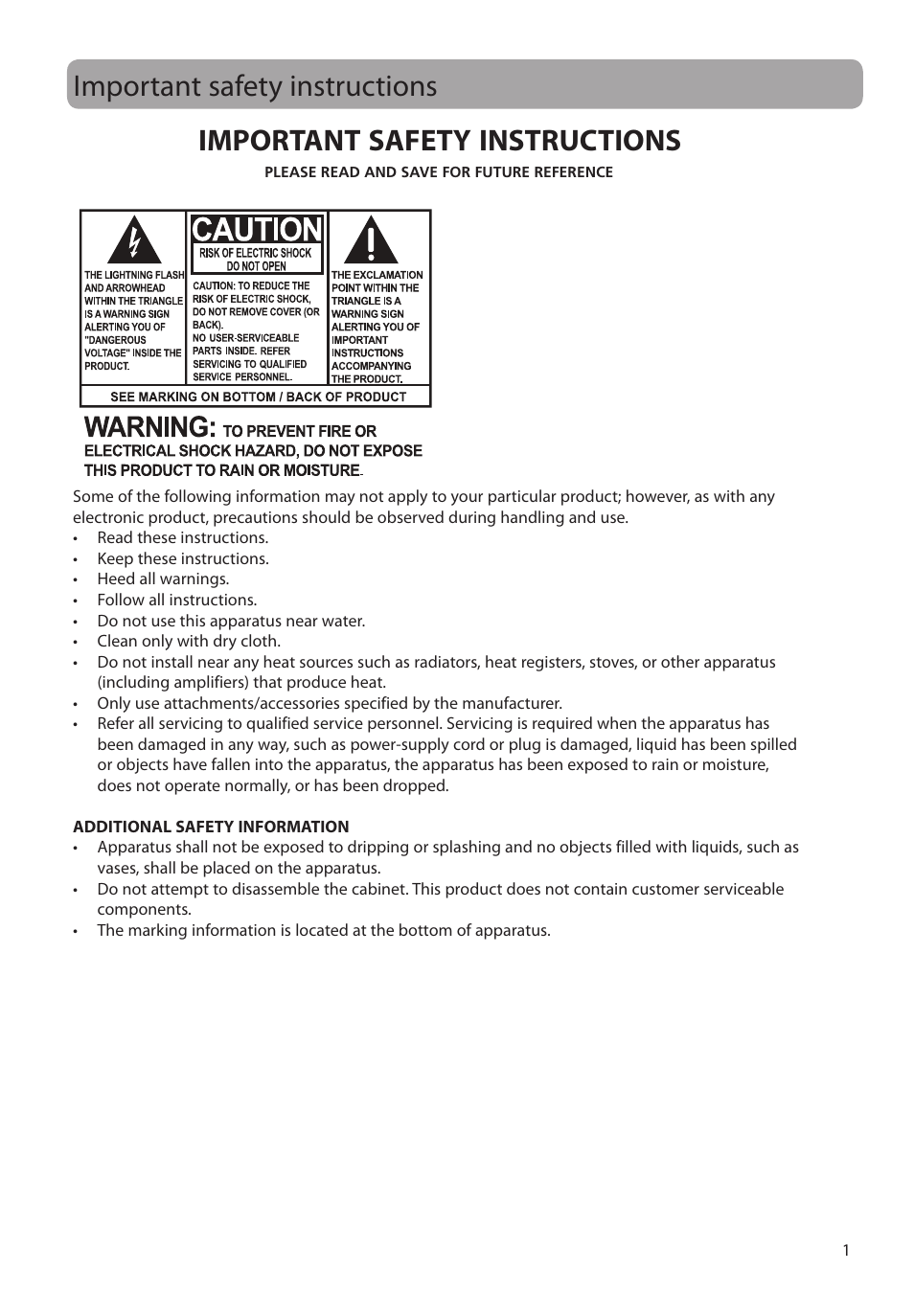 Important safety instructions | RCA EZ1100 User Manual | Page 2 / 33