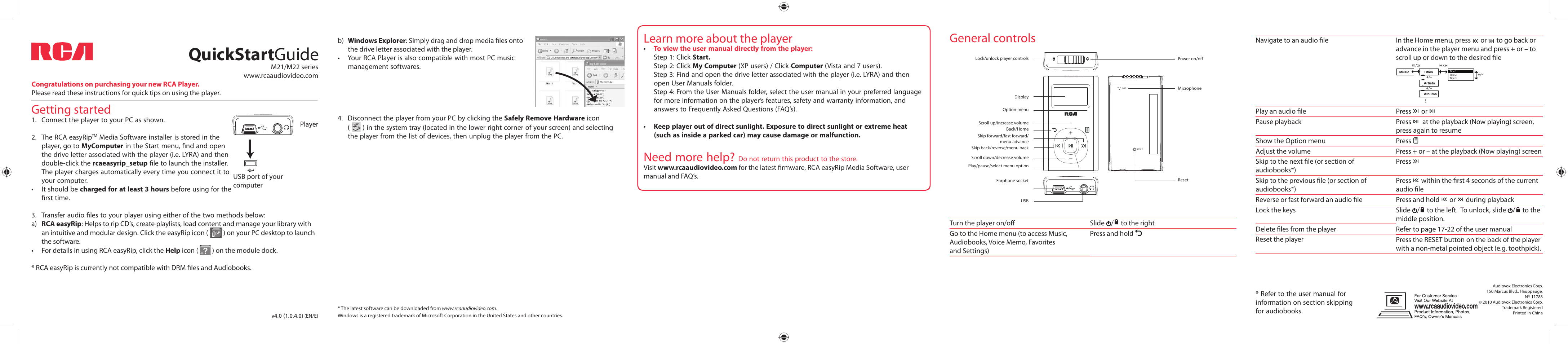 RCA M22 User Manual | 1 page