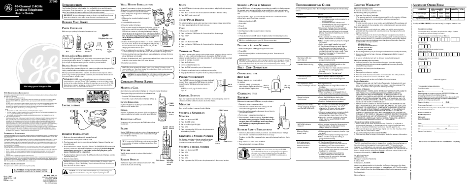 RCA 27600 User Manual | 2 pages