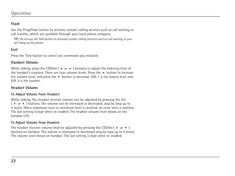 Operation | RCA ViSYS 25110 User Manual | Page 22 / 92