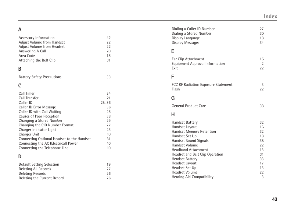 Index | RCA ViSYS 25110 User Manual | Page 43 / 92