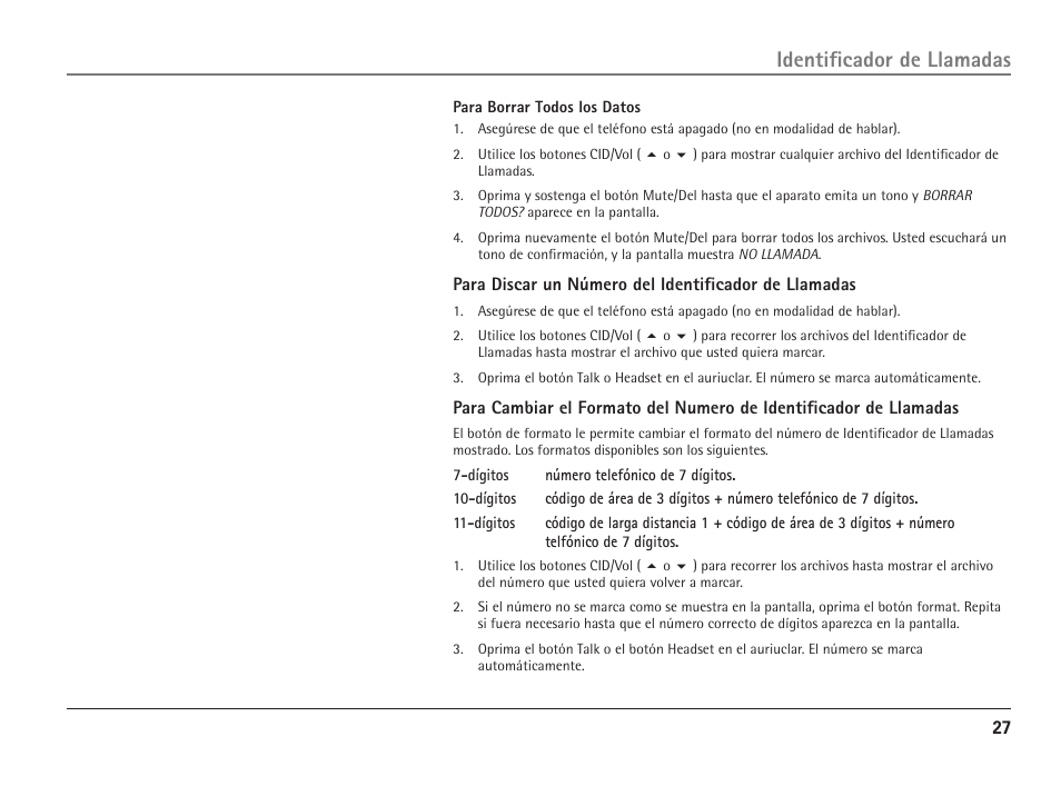 Identificador de llamadas | RCA ViSYS 25110 User Manual | Page 73 / 92