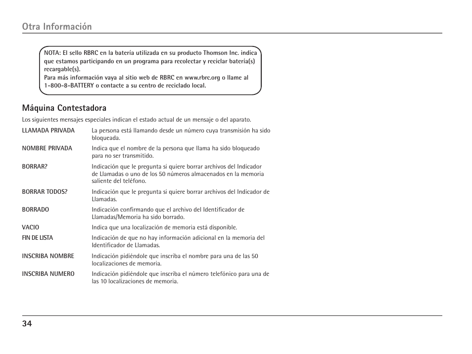 Otra información, 3 máquina contestadora | RCA ViSYS 25110 User Manual | Page 80 / 92