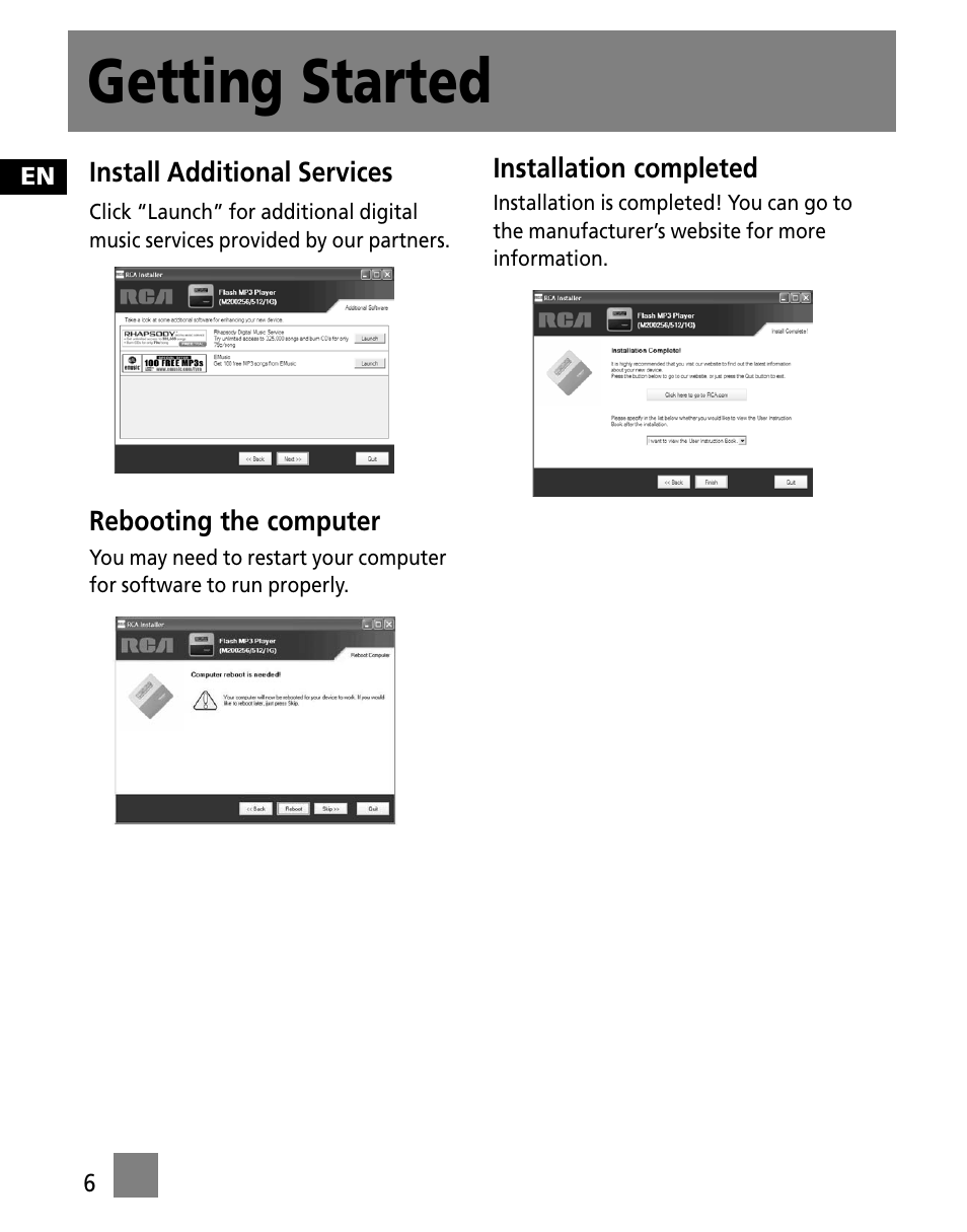 Getting started | RCA M200256 User Manual | Page 41 / 48