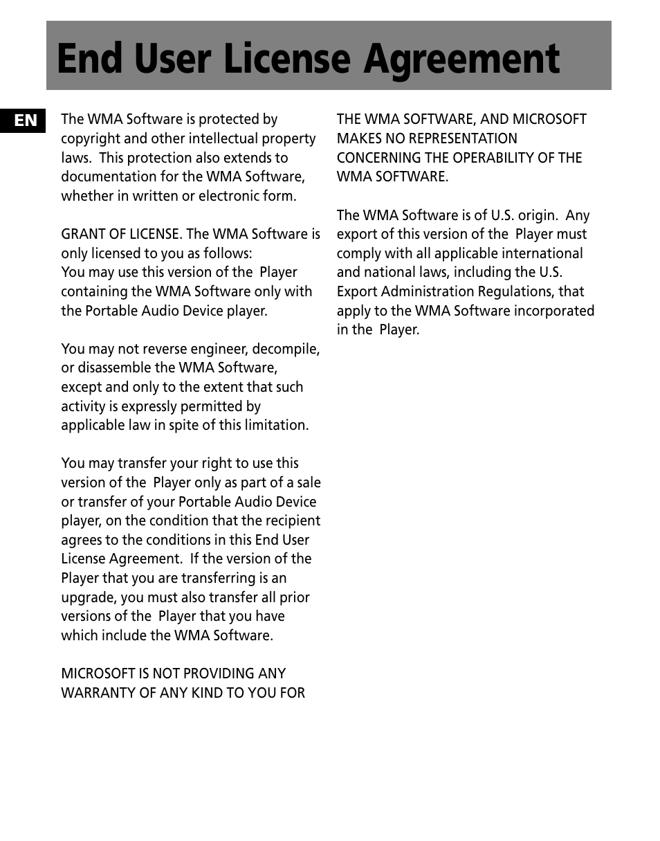 End user license agreement | RCA M200256 User Manual | Page 8 / 48