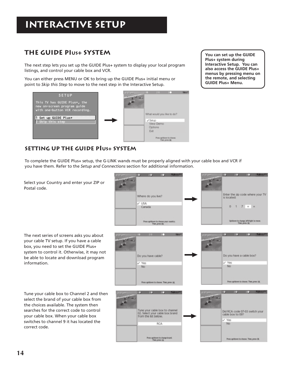 Interactive setup, The guide pi, System | RCA P46921 User Manual | Page 16 / 64