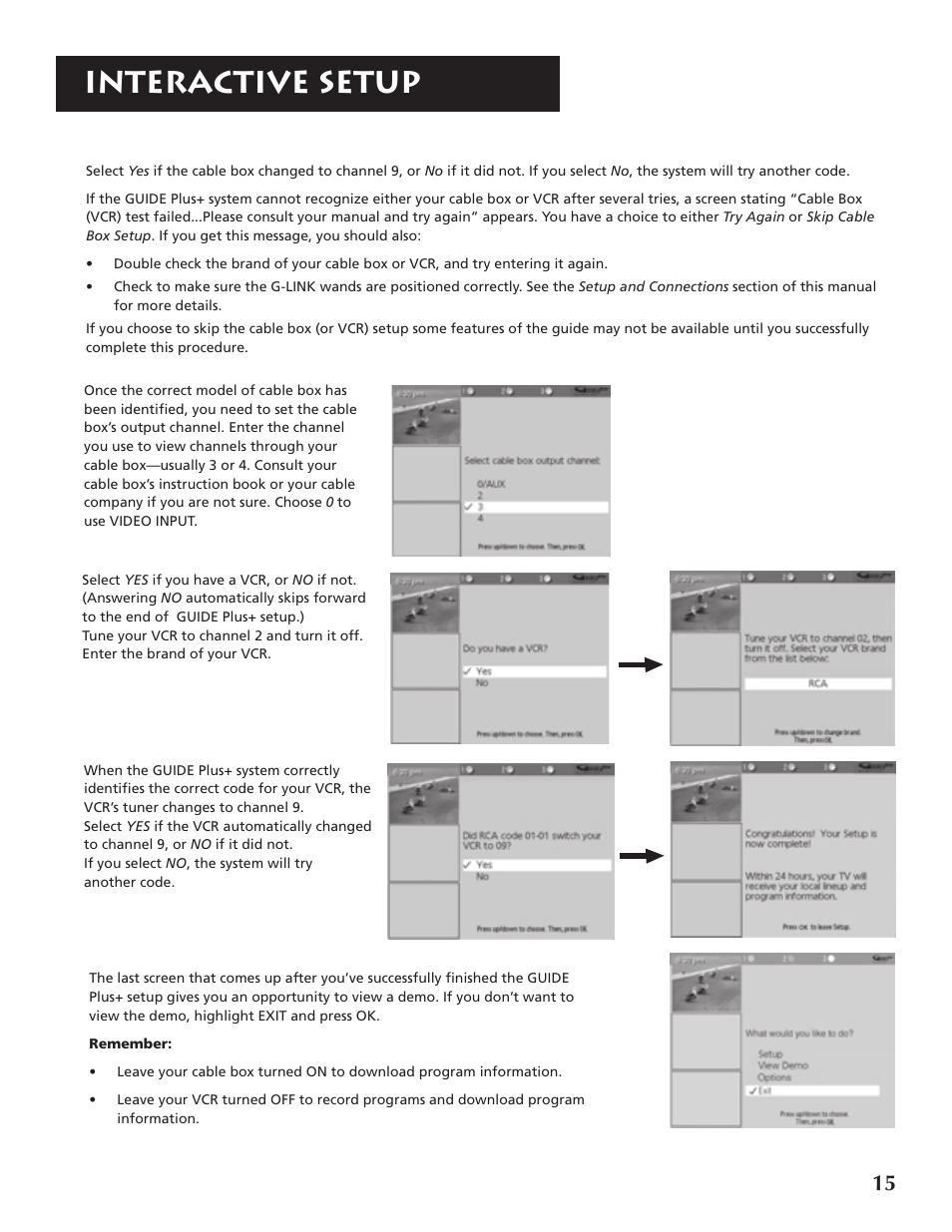 Interactive setup | RCA P46921 User Manual | Page 17 / 64