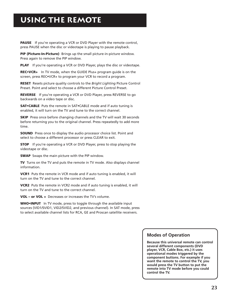 Using the remote | RCA P46921 User Manual | Page 25 / 64