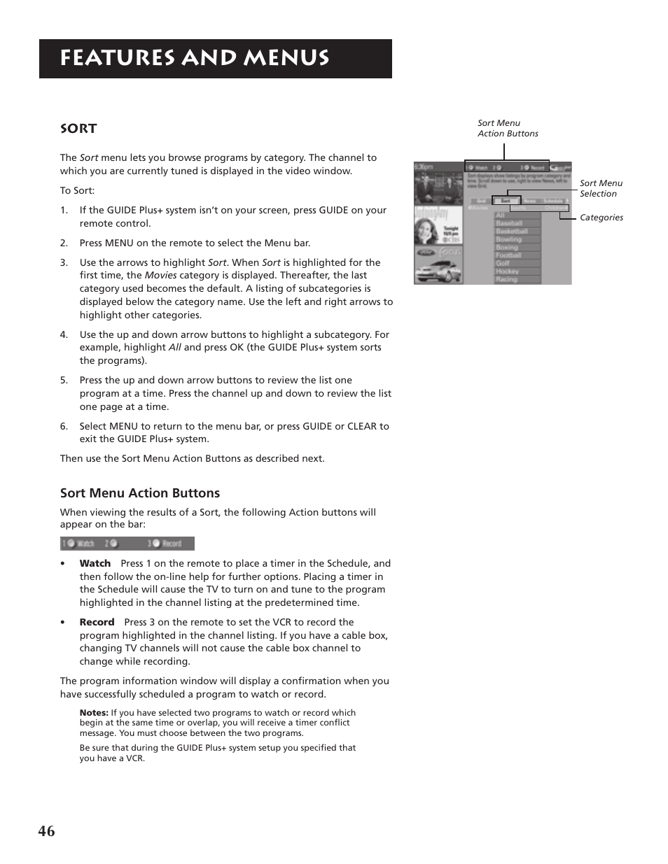 Features and menus | RCA P46921 User Manual | Page 48 / 64
