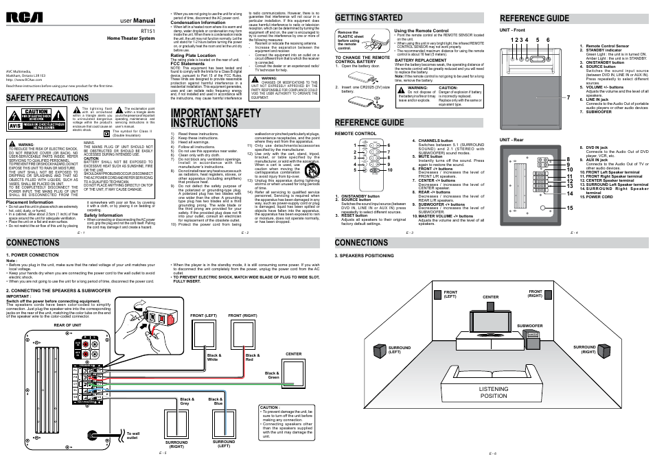 RCA RT151 User Manual | 2 pages