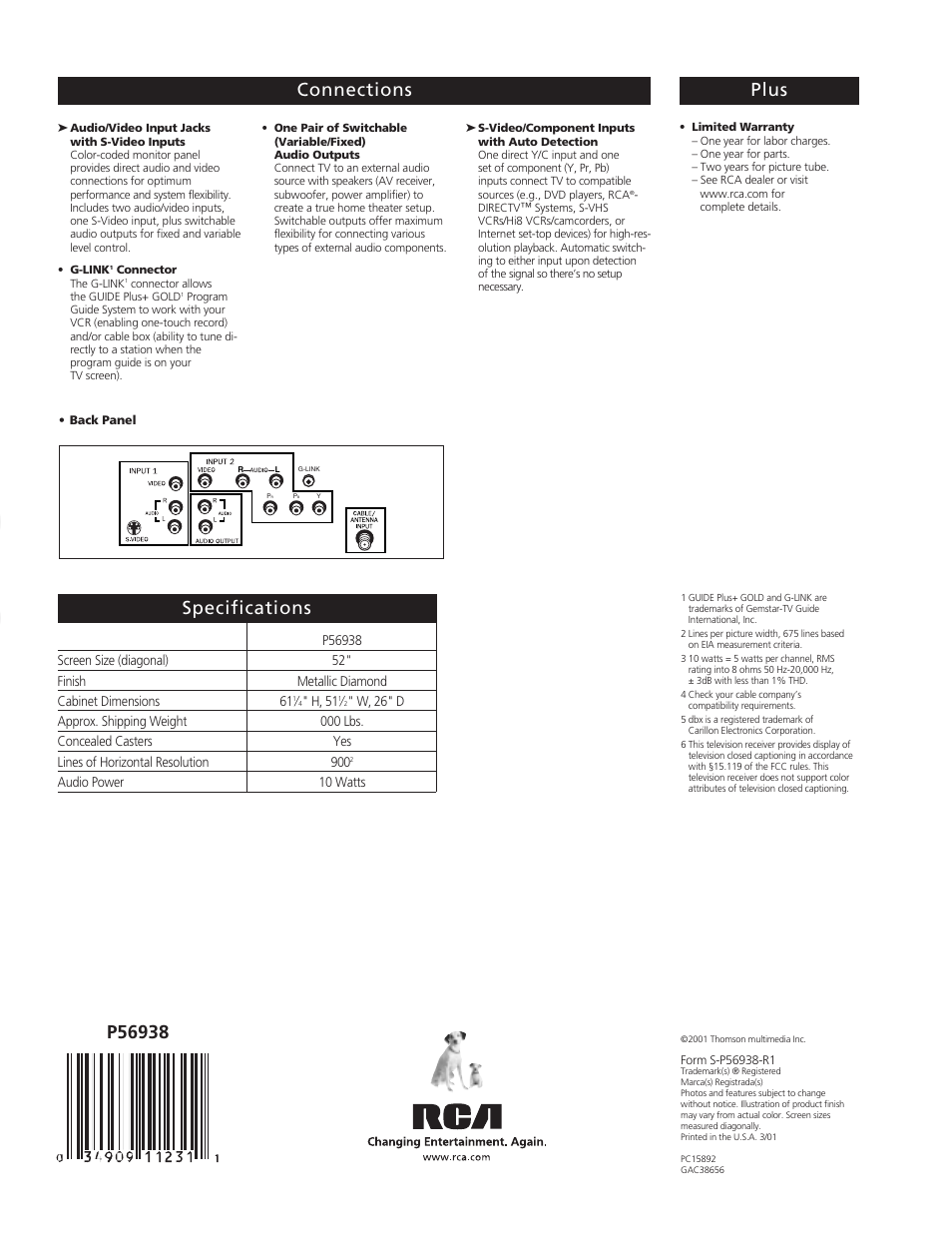 Te levi s io n | RCA P56938 User Manual | Page 4 / 4