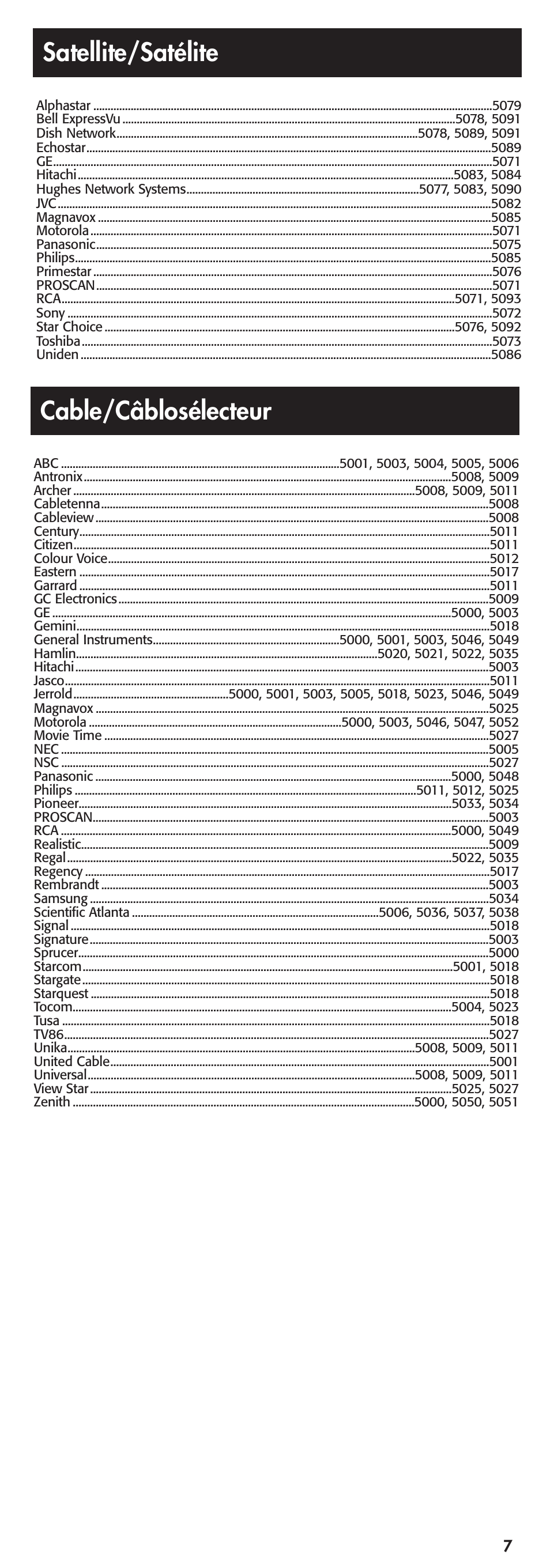 Satellite/satélite, Cable/câblosélecteur | RCA RCR450 User Manual | Page 26 / 27