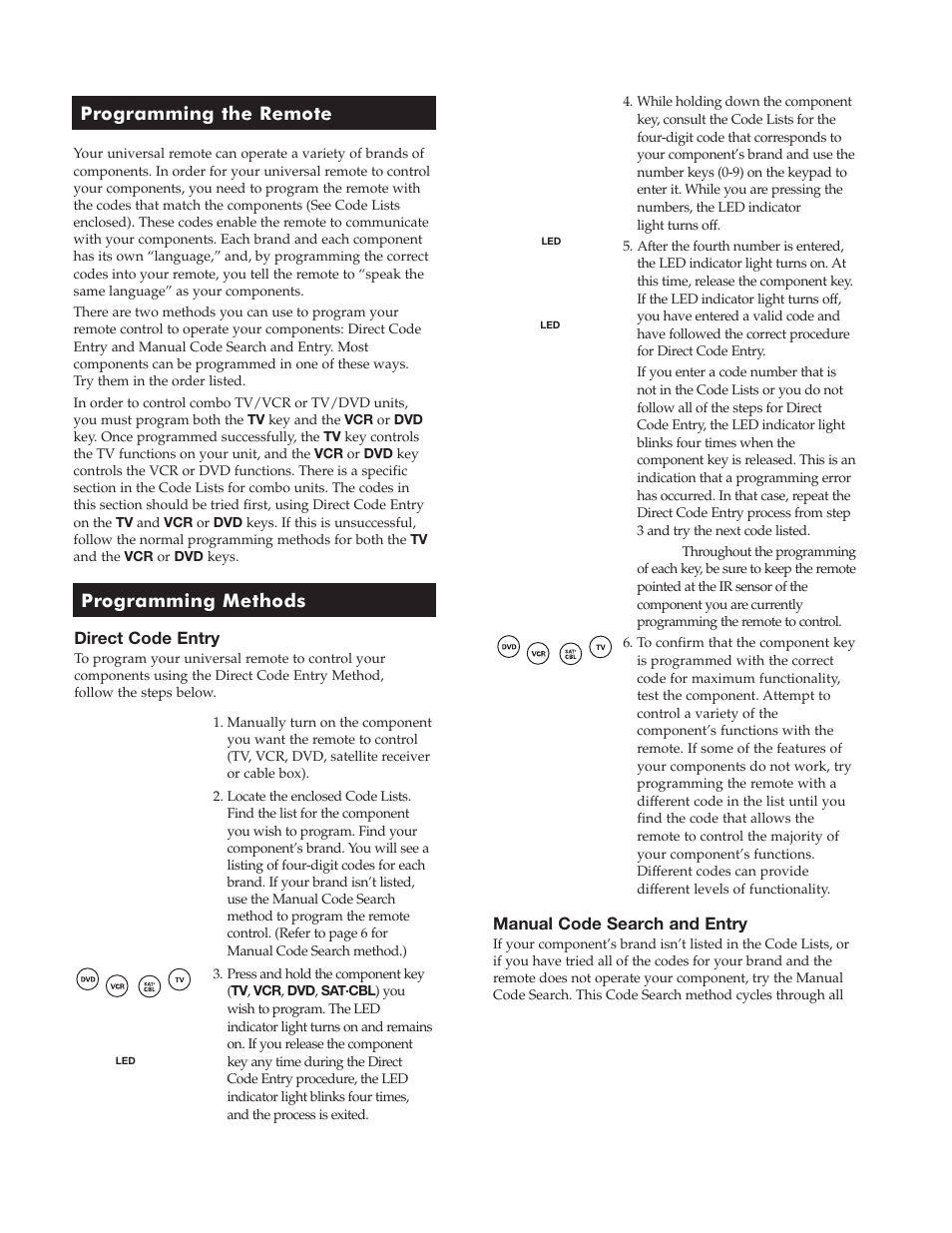 Programming the remote, Programming methods | RCA RCR450 User Manual | Page 3 / 27