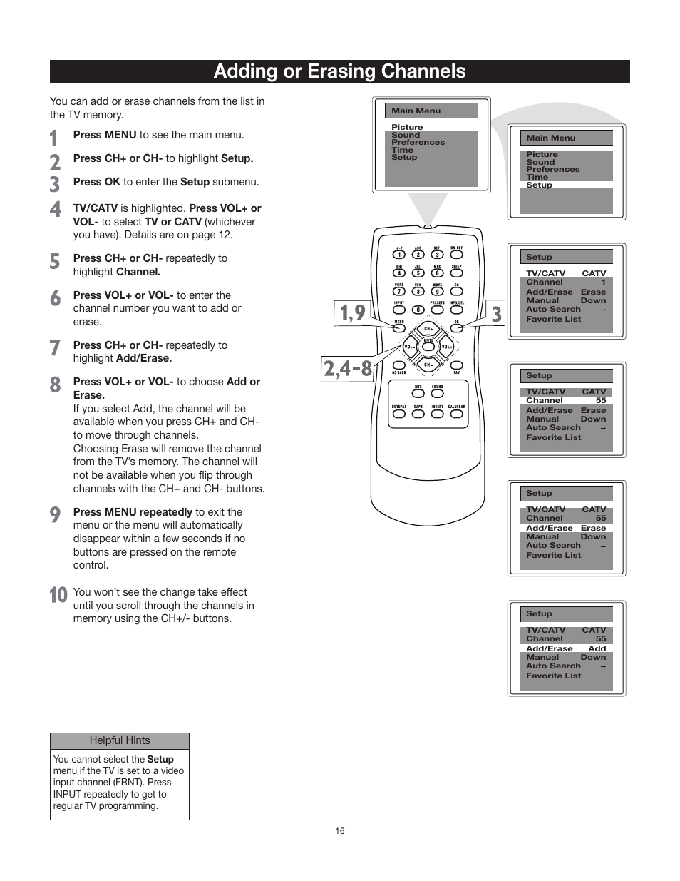 Adding or erasing channels | RCA 20F542T User Manual | Page 17 / 40