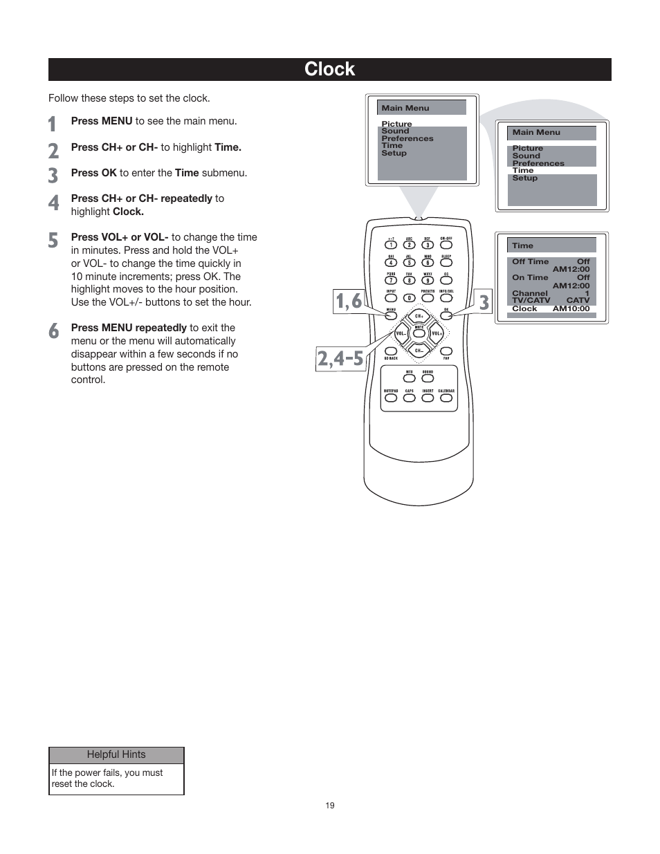 Clock | RCA 20F542T User Manual | Page 20 / 40