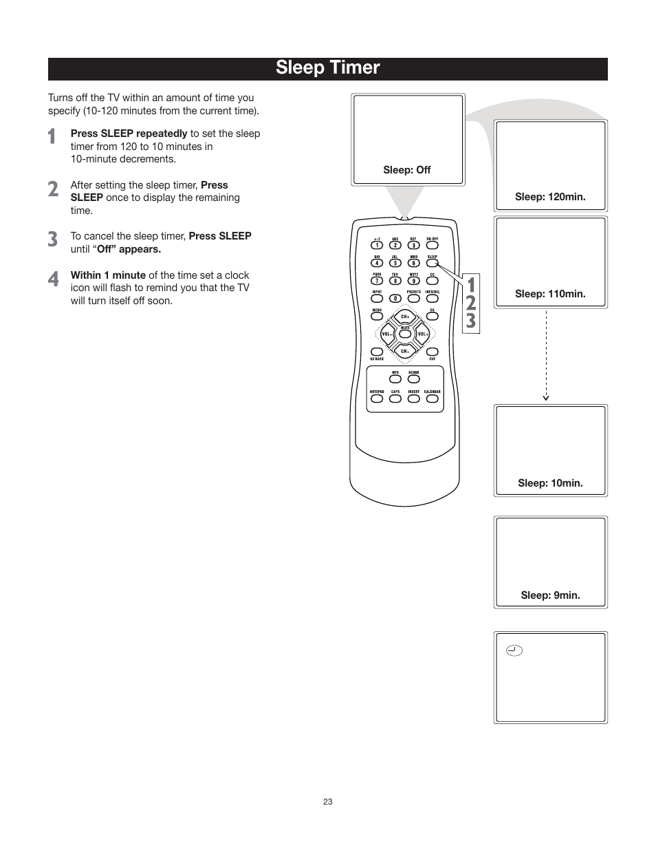 Sleep timer | RCA 20F542T User Manual | Page 24 / 40