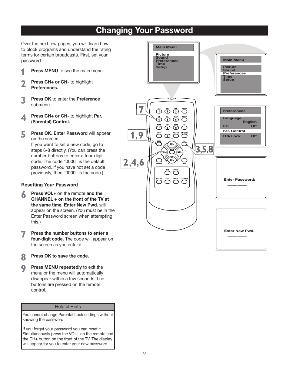 Changing your password | RCA 20F542T User Manual | Page 26 / 40