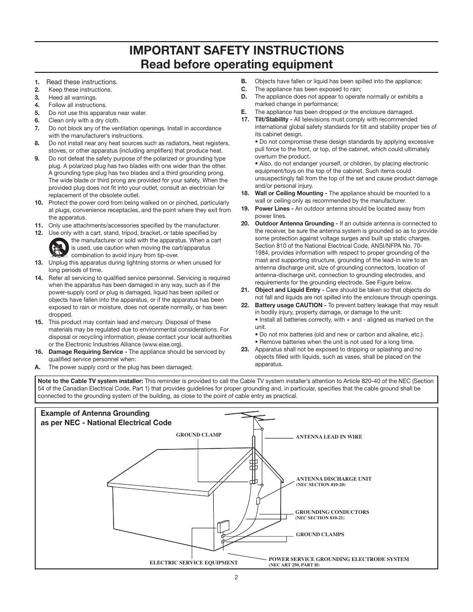RCA 20F542T User Manual | Page 3 / 40