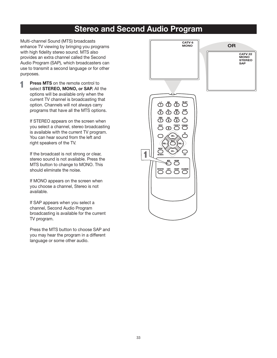 Stereo and second audio program | RCA 20F542T User Manual | Page 34 / 40