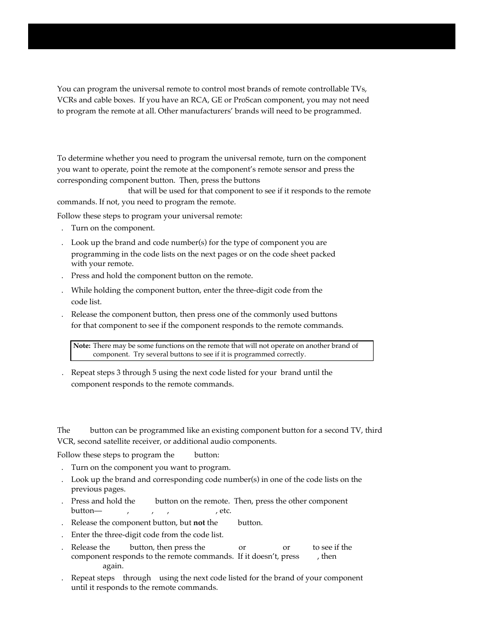 Programming your remote, Programming the aux button | RCA HT35713BD User Manual | Page 15 / 36