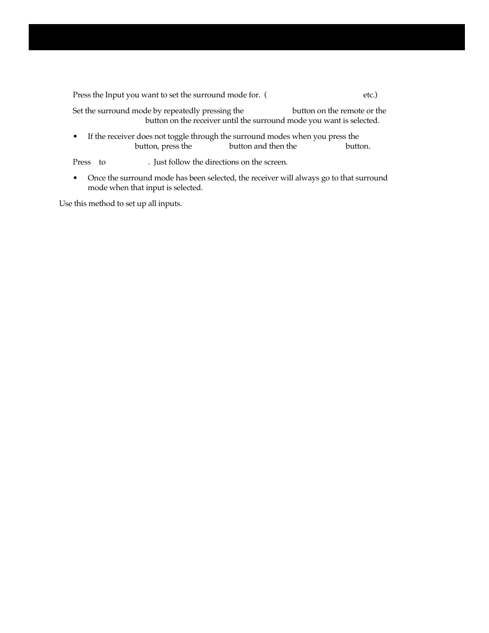 To set surround modes for each input, Using your audio/video receiver | RCA HT35713BD User Manual | Page 19 / 36