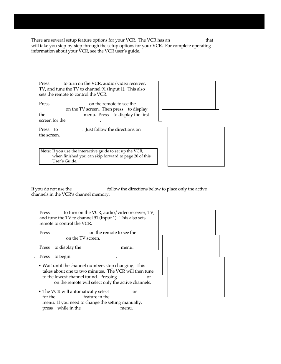 Setting up your vcr, Setting up the vcr using the interactive guide | RCA HT35713BD User Manual | Page 20 / 36